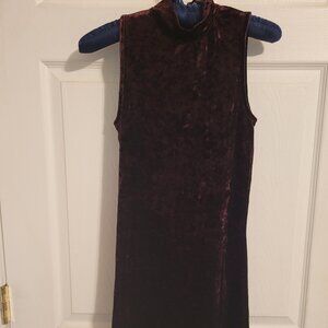 Forever 21 Sleeveless Turtleneck Size Small Plum Crushed Velvet Dress
